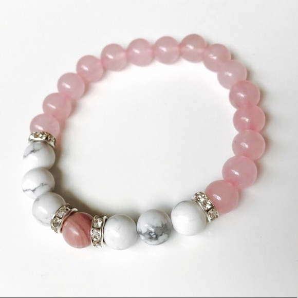 💗 Rose quartz with white howlite natural stones - Picture 15 of 17